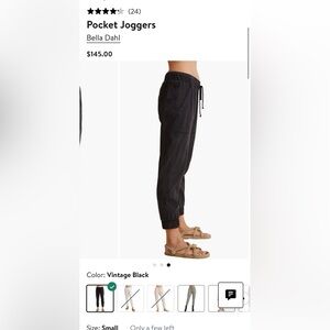 Bella Dahl Pocket Joggers Drawstring Pants Size S Vintage Black